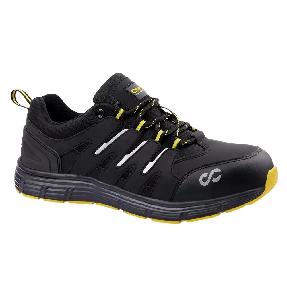Canvas Club RIVA 200 J Steel Toe Safety Shoe Low Ankle Phylon Rubber Sole UK 7 Size Black & Yellow Synthetic Nubuck Micro Fiber