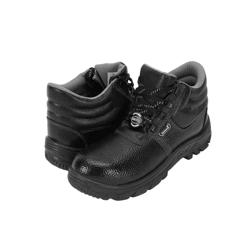 Komico Steel Toe Safety Shoes PVC Sole High Ankle Black Leather Size UK 10, Tejas (Pack of 24 Pairs)