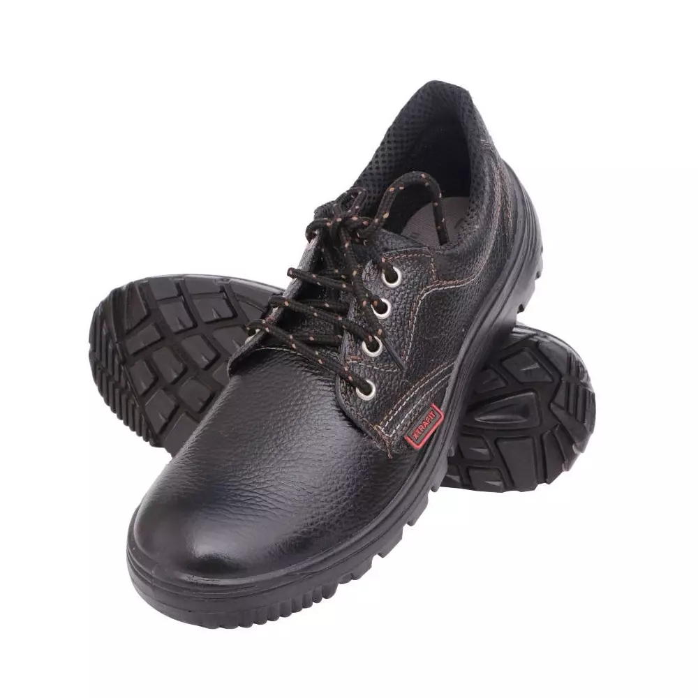 hindpro-steel-toe-safety-shoes-single-density-pu-sole-low-ankle-black-original-barton-print-grain-leather-size-uk-6-xtrafit-pack-of-12-pairs