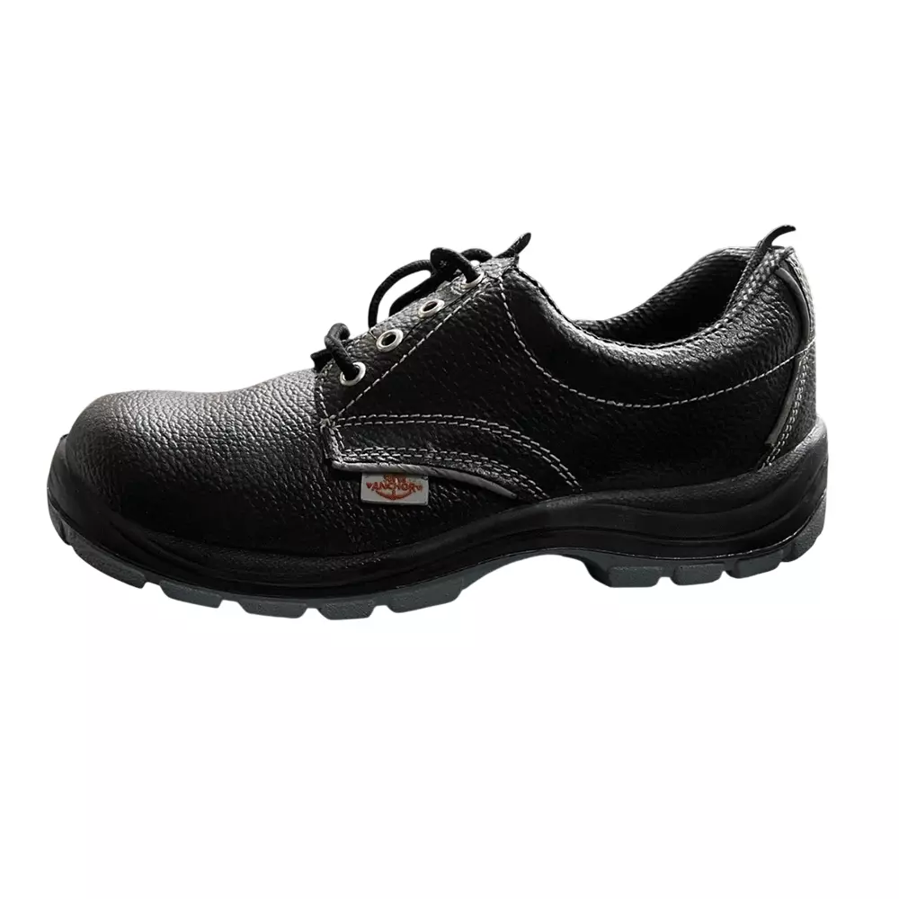 Super Anchor Fiber Toe PU Sole Low Ankle Barton Grain Leather Safety Shoes Black UK 10, SA5000
