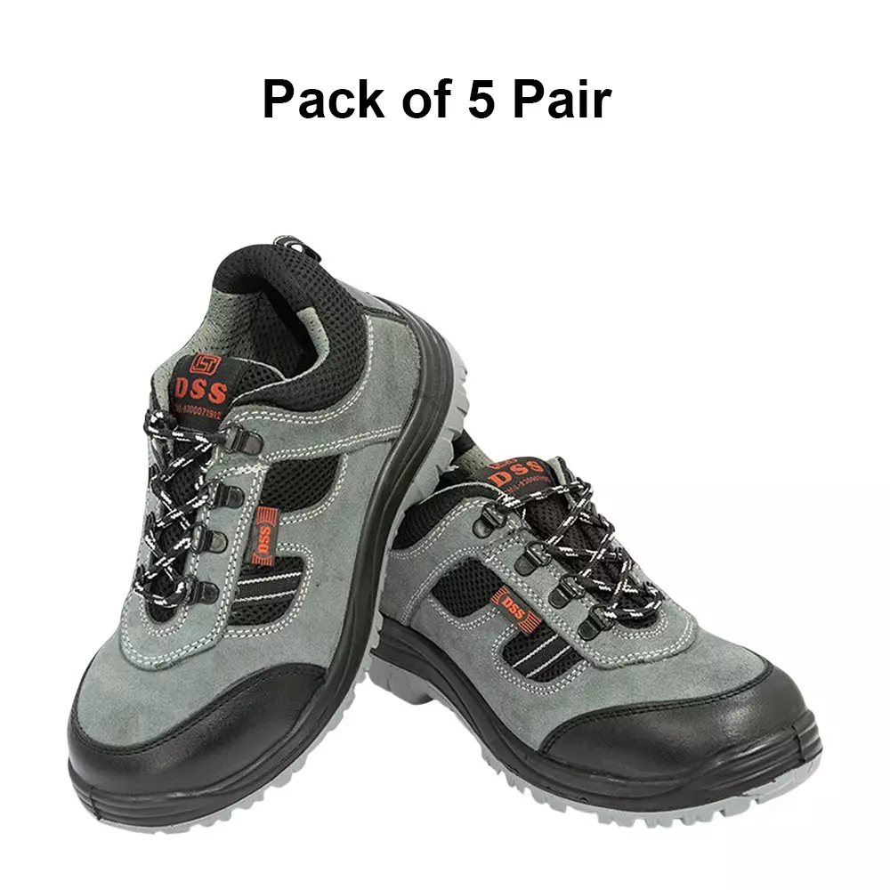 dss-steel-toe-safety-shoes-double-density-pu-sole-low-ankle-grey-suede-genuine-leather-size-uk-6-dss-sporty-dd-5-pair