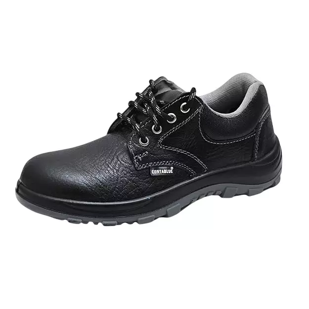Contablue Steel Toe Safety Shoes PU Sole Low Ankle Black Leather Size UK 12, Everest_Panther