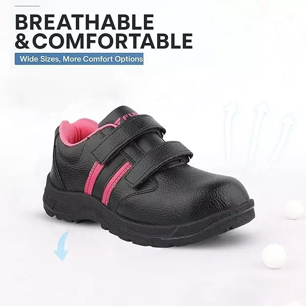 fuel-steel-toe-safety-shoes-single-density-pvc-sole-low-ankle-black-pink-leather-size-uk-9-for-female-riga