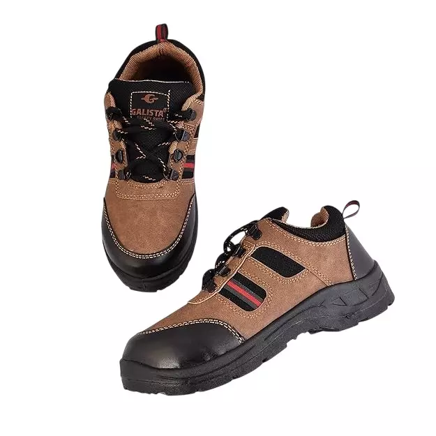 Galista Steel Toe Hycross Safety Shoes Single Density PVC Sole Size UK 11 Brown and Black