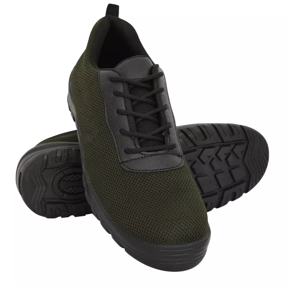 Tor Safety Shoes Steel Toe Low Ankle Rubber Sole Knitted Fabric Size UK 10 Black & Green, TZU-ST-ISI-- SP-BLK 101