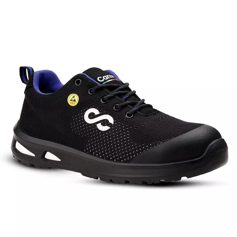 Canvas Club Low Ankle Vegan Safety Shoe Stainless Steel Toe Cap PU Sole with Popcorn Insert Black Polyurethane UK 06 Size, 82592-SORENTO-06