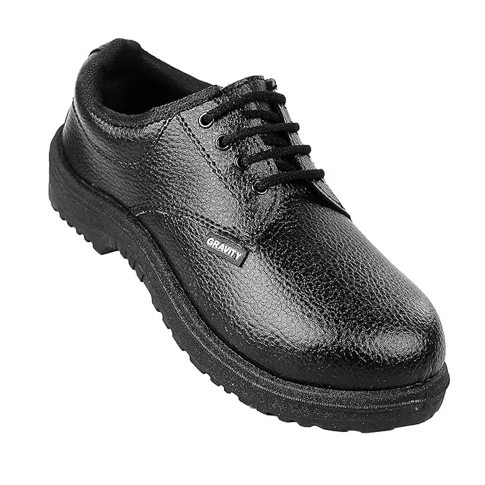Pitbull Low Ankle Lace-Up Safety Shoe Steel Toe PVC Sole Faux Leather UK 07 Size Black, Gravity