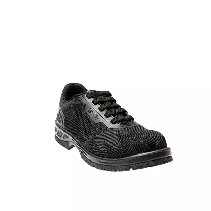 Hillson Low Ankle Steel Toe Safety Shoes PU Sole Breathable Flyknit Fabric Upper Material Black UK 11 Size for Industrial & Construction Area Use, WF01 BLACK