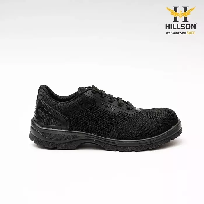 hillson-low-ankle-steel-toe-safety-shoes-pu-sole-breathable-flyknit-fabric-upper-material-black-uk-11-size-for-industrial-construction-area-use-wf01-black