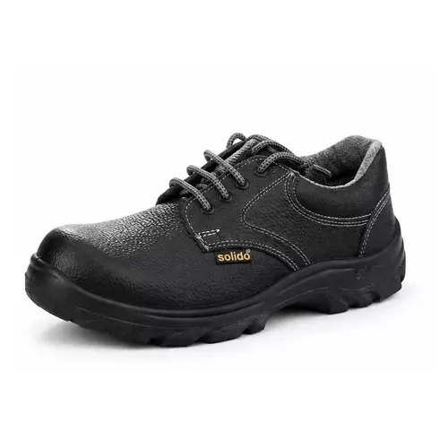 L&T Solido Steel Toe Safety Shoes Low Ankle Single Density PU Sole Size UK 6 Black Model Solido Base