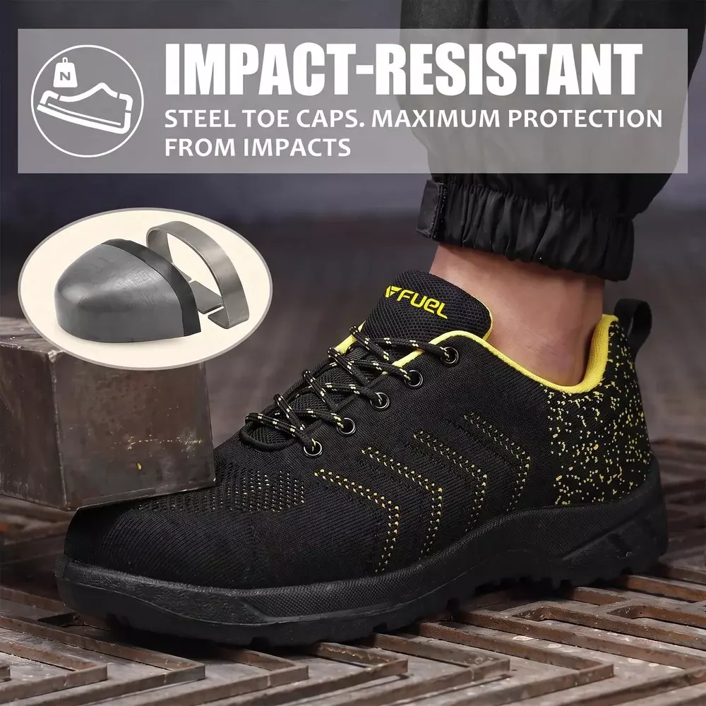 fuel-low-ankle-safety-shoes-steel-toe-100j-pvc-duster-sole-black-yellow-uk-9-for-industrial-sports-use-arsenal-sports