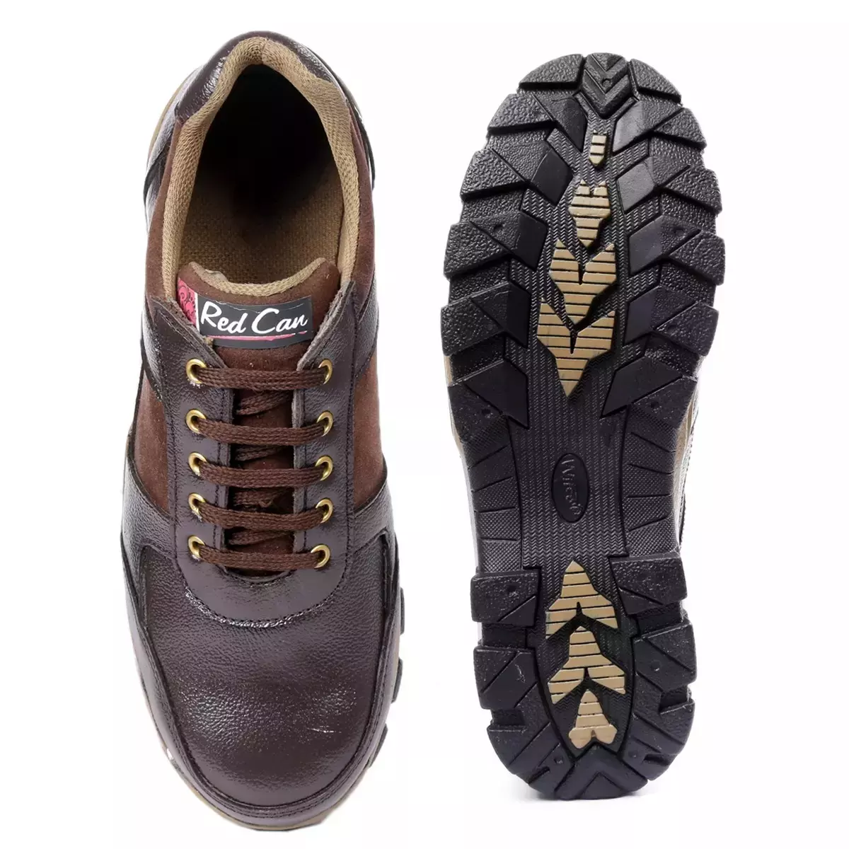 Red Can Steel Toe Safety Shoe Low Ankle Genuine Leather Size UK 6 Brown, SGE1168BRN