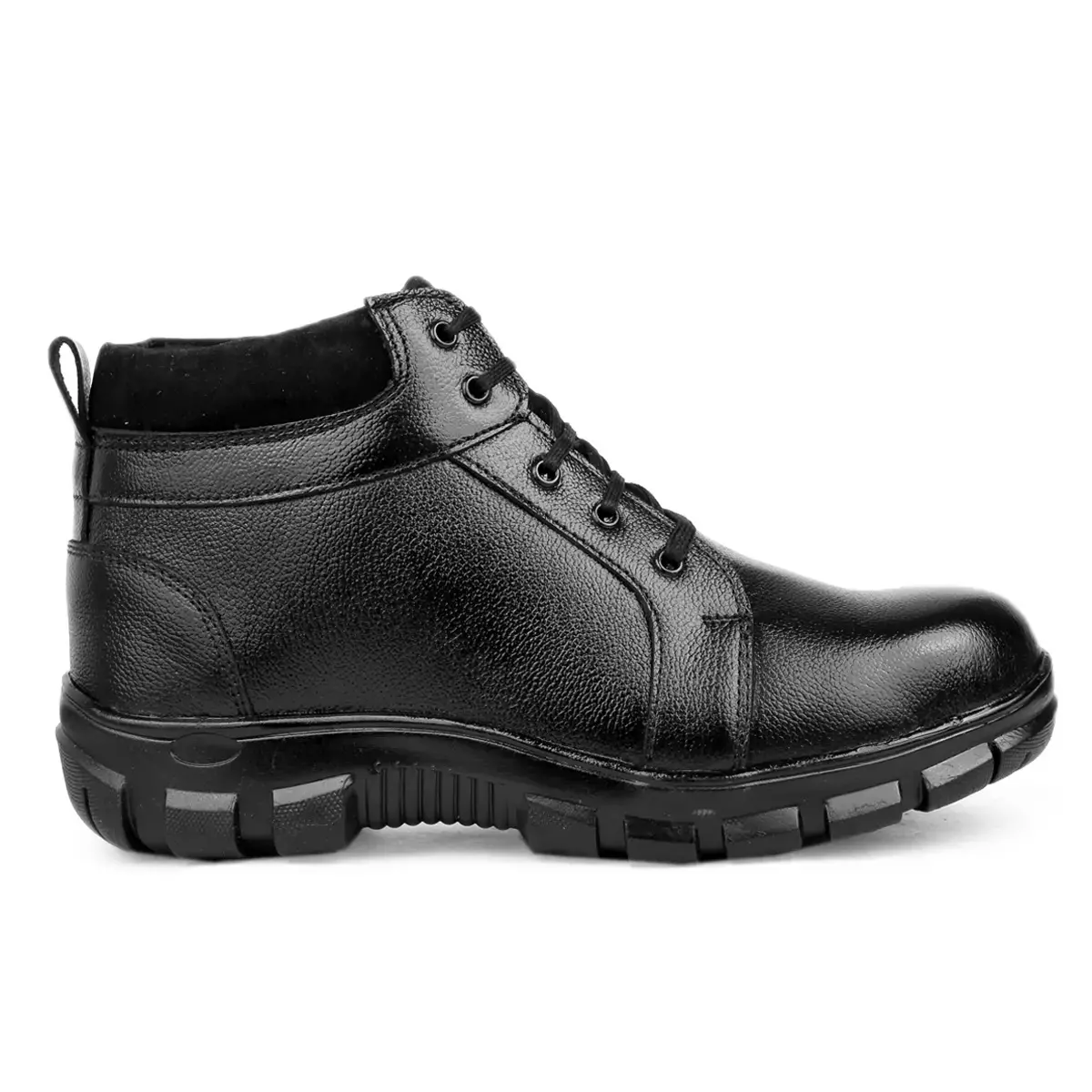 Red Can Steel Toe Safety Shoe High Ankle Genuine Leather Size UK 8 Black, SGE1170BK