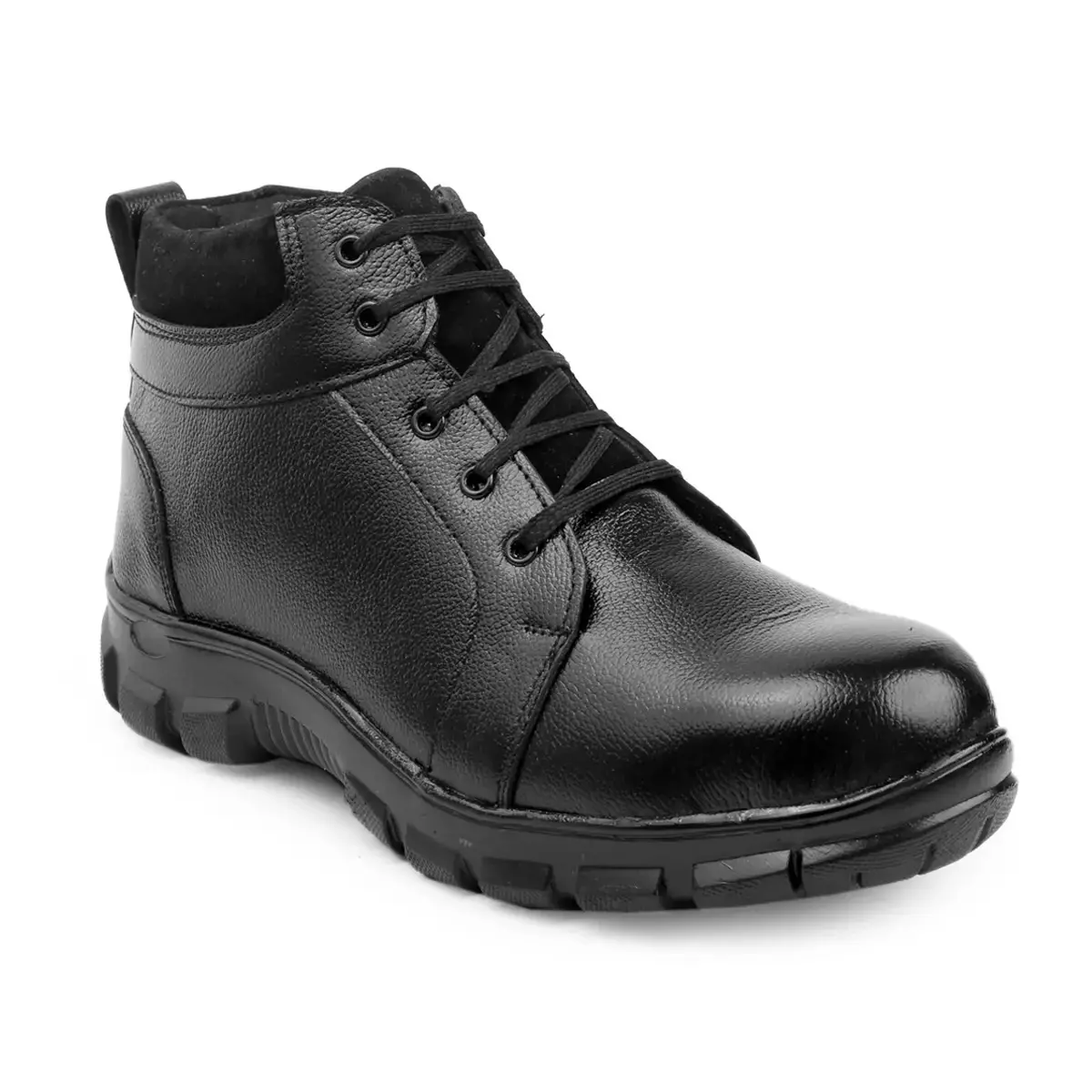 Red Can Steel Toe Safety Shoe High Ankle Genuine Leather Size UK 9 Black, SGE1170BK