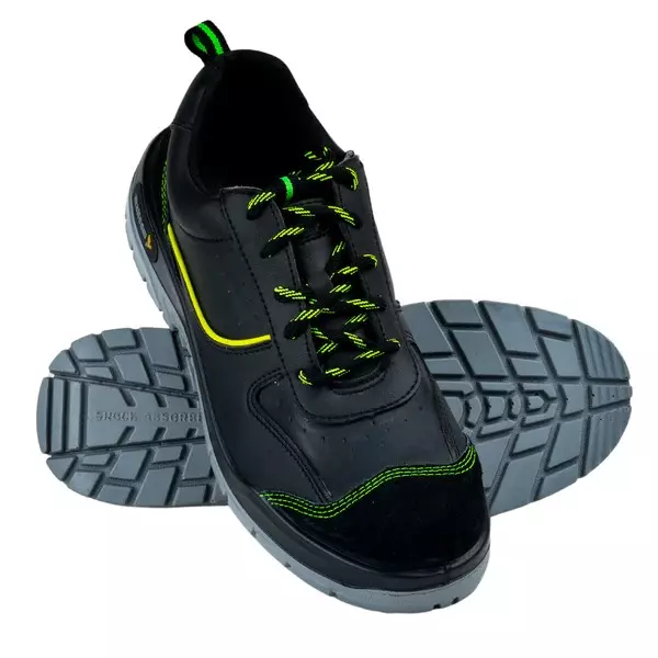 Mallcom Steel Toe Safety Shoes Low Ankle Double Density PU Sole Black Microfibre Size UK 12, Rufus K01