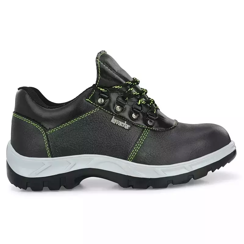Kavacha Steel Toe Safety Shoes Leather Low Ankle Air Mix Rubber Sole Size UK 8 Black, KV-S130-08