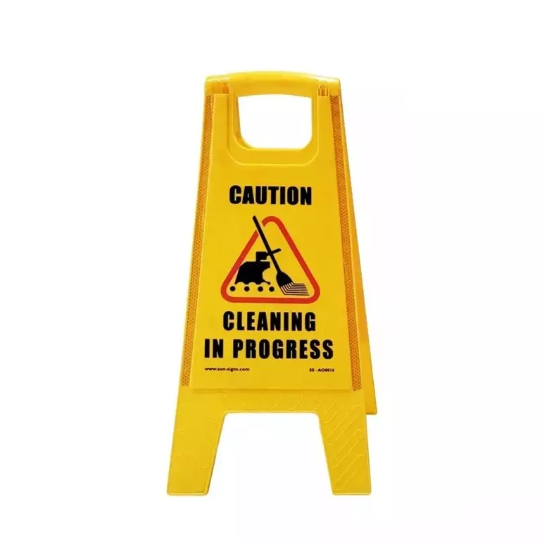 Sunsigns 10.6x24 Inch Yellow Caution Wet Floor and Cleaning in Progress Signage Board