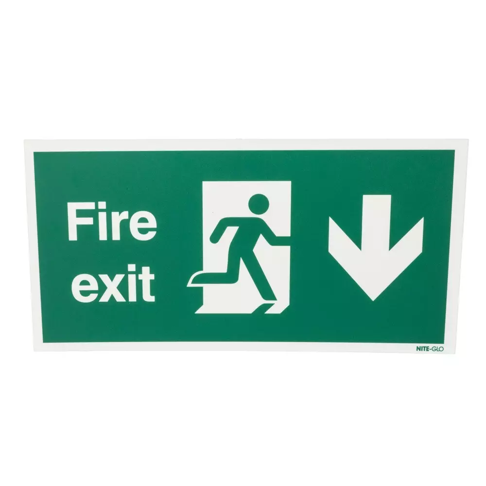 RS PRO Exit Sign FIRE EXIT 300x150 mm Polyester White Text White Legend English Sign, 146366