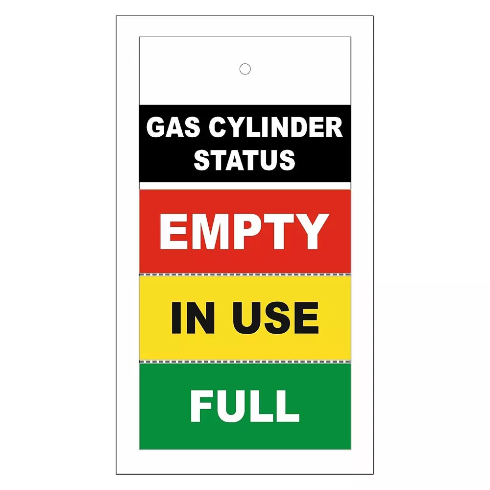 TELLY TAGS Gas Cylinder Status Safety Tag Empty, in Use & Full Hanging Type White (Pack of 25)