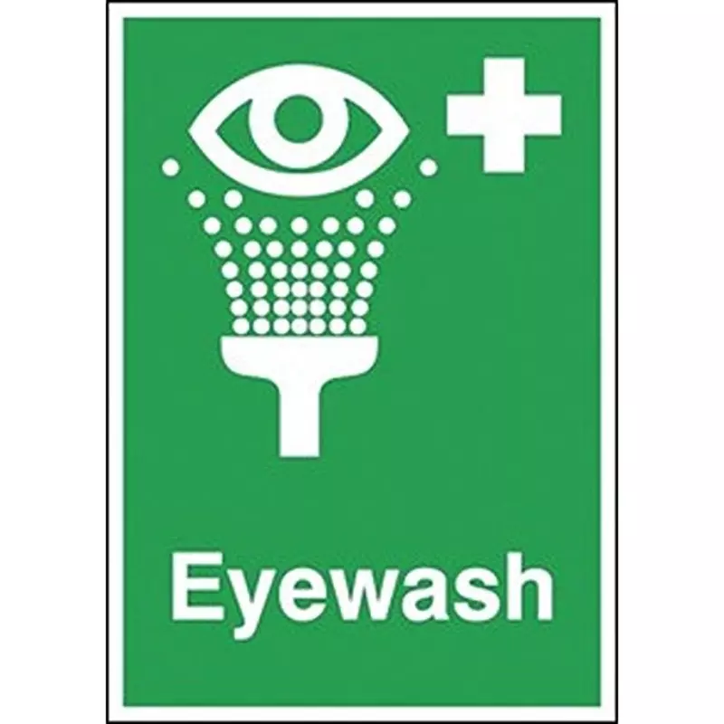RS PRO Sign Eyewash 210x297 mm Polyester White Text White Legend English Safety Sign, 146444