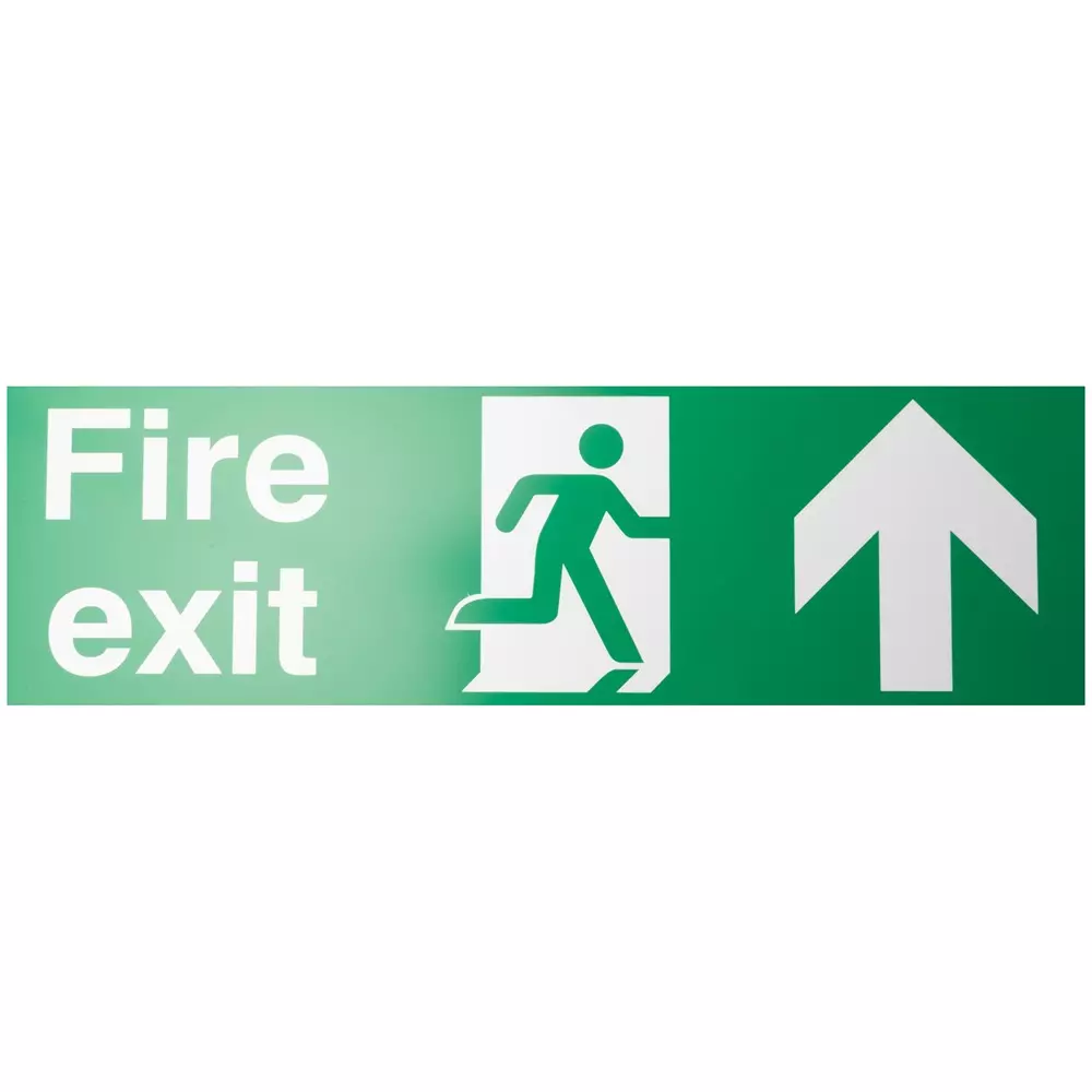RS PRO Exit Sign FIRE EXIT 300x150 mm Polyester White Text White Legend English Sign, 146386