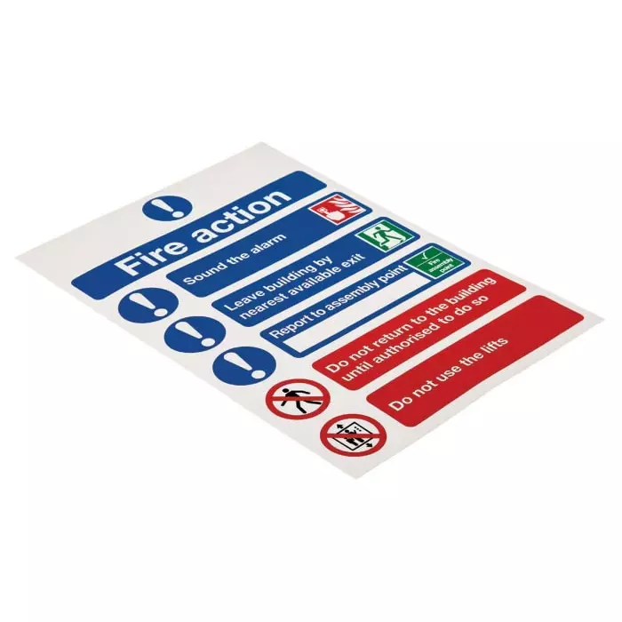 RS PRO 148x210 mm Vinyl Fire Safety Sign Fire Action Instructions With English Text Self-Adhesive 7632033