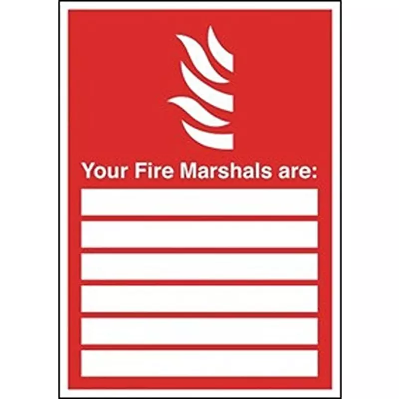 RS PRO Fire Safety Sign Your Fire Marshals Are 210 mm x 297 mm Polyester White Text English, 146455