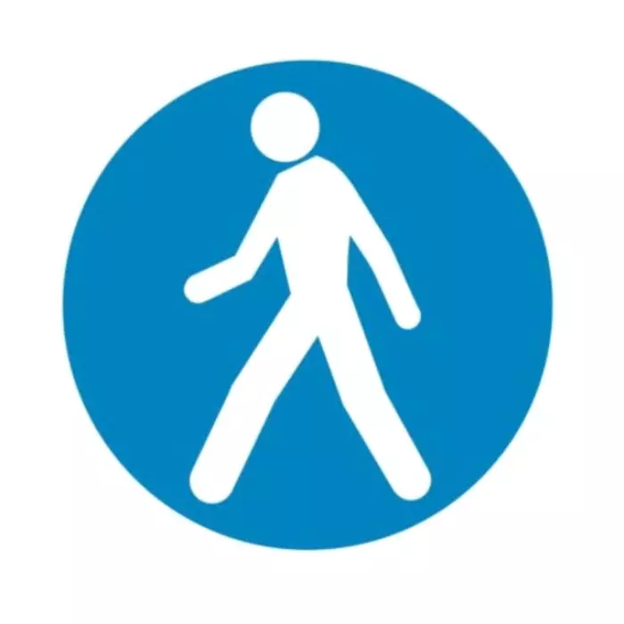 RS PRO PVC Floor Sticker Pedestrians Sign With Pictogram Only Text, Ã˜ 500mm Model No 2267868