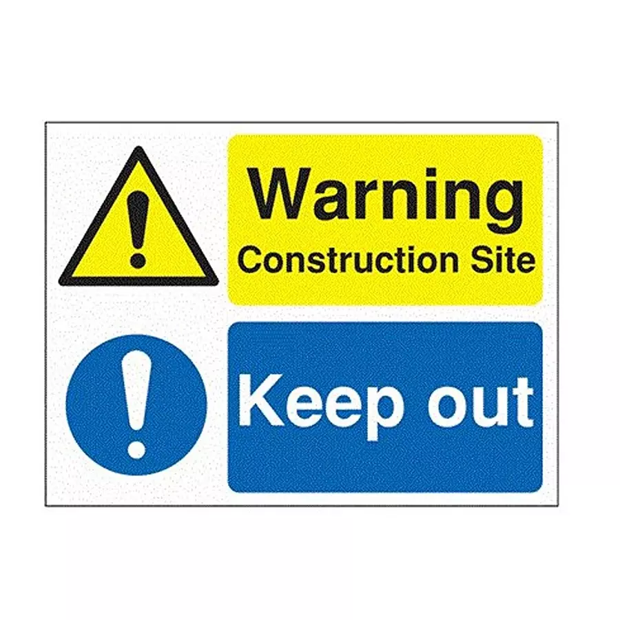 RS PRO Warning Construction Site Keep Out Sign Polyester Hazard Warning Sign, 146407