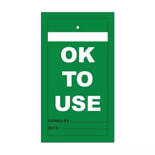 TELLY TAGS Gas Cylinder Status Safety Tag Empty, in Use & Full Hanging Type Perforated Card Green (Pack of 25)