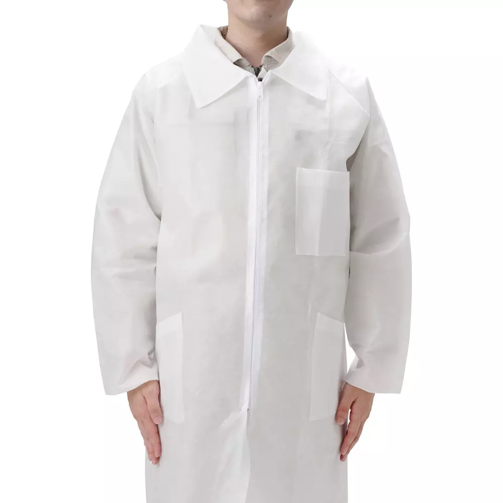 monotaro-disposable-nonwoven-white-coat-white-free-size-19664368-pack-of-10-pcs