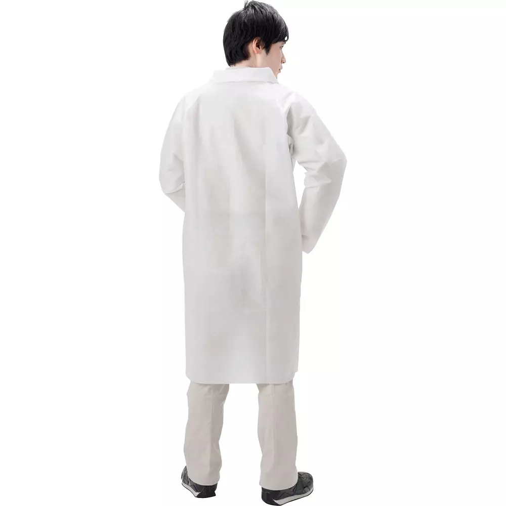 monotaro-disposable-nonwoven-white-coat-white-free-size-19664368-pack-of-10-pcs