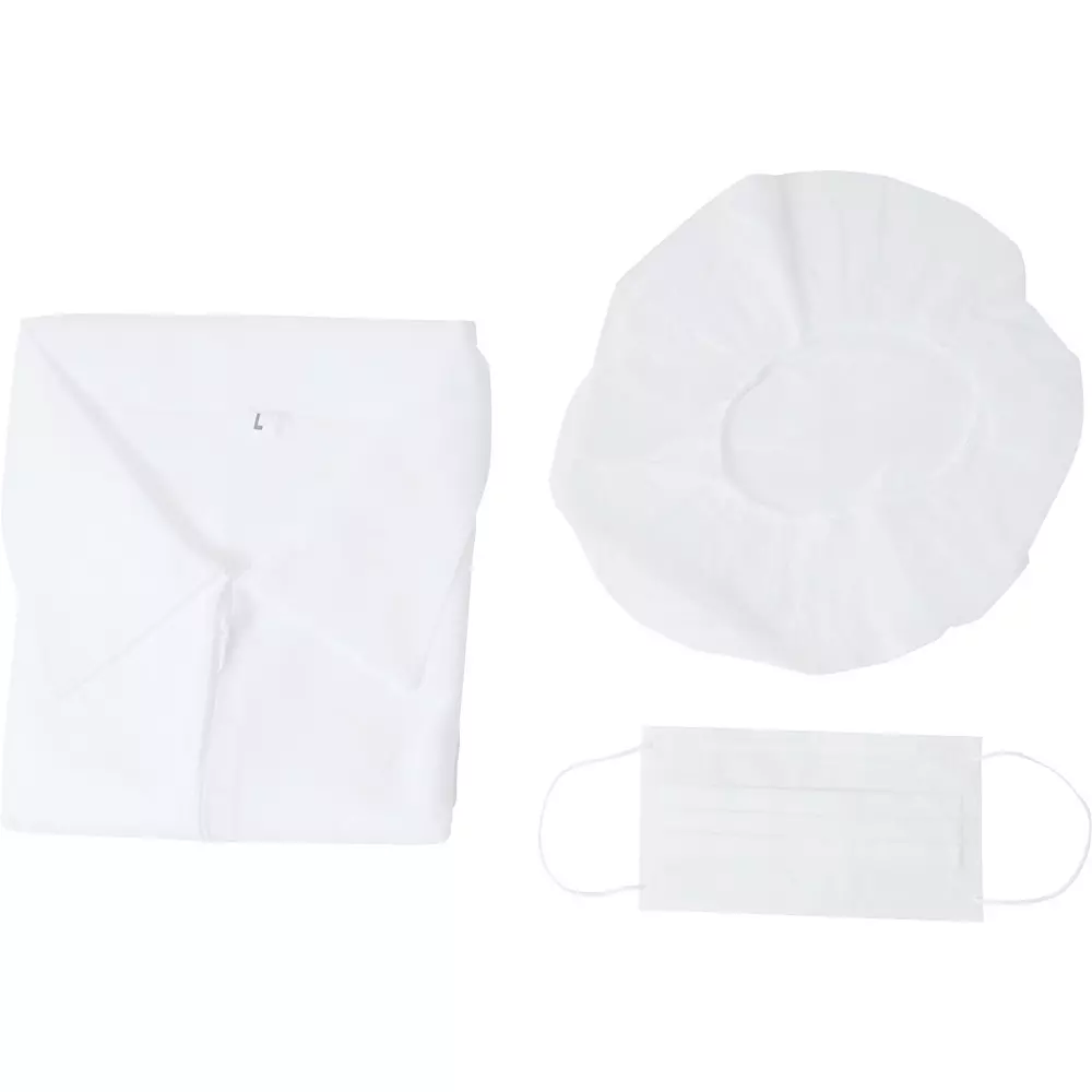 Buy MonotaRO White Coat and Other Non-Woven Fabric 3-Piece Set White M ...