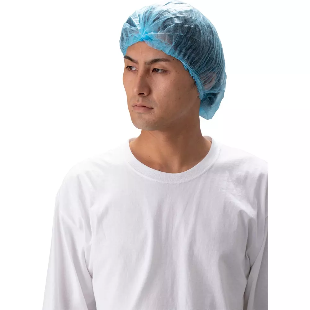 MonotaRO Disposable Bouffant Cap Mob Cap Blue Free Size, 8742772 (Pack of 100 Pcs)