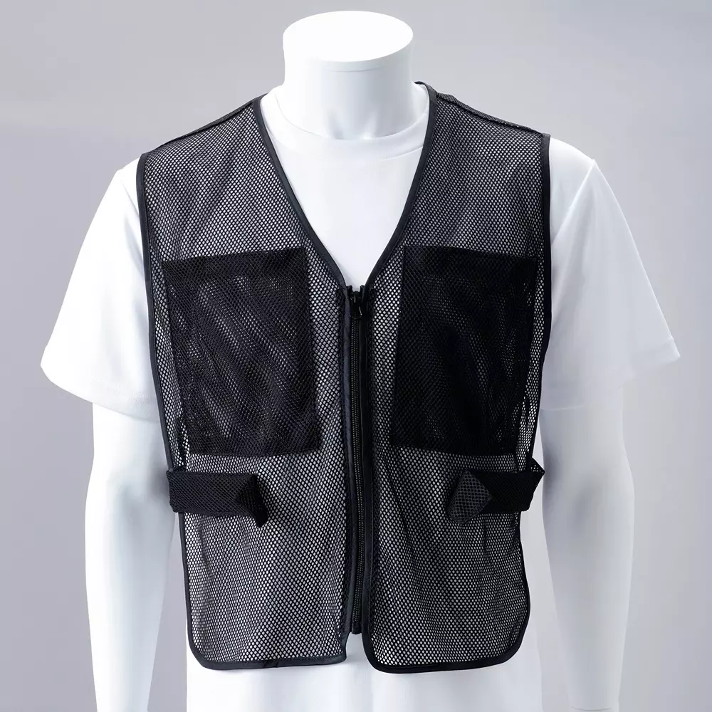 MonotaRO Mesh Vest With Pockets Black Free Size, 18145989