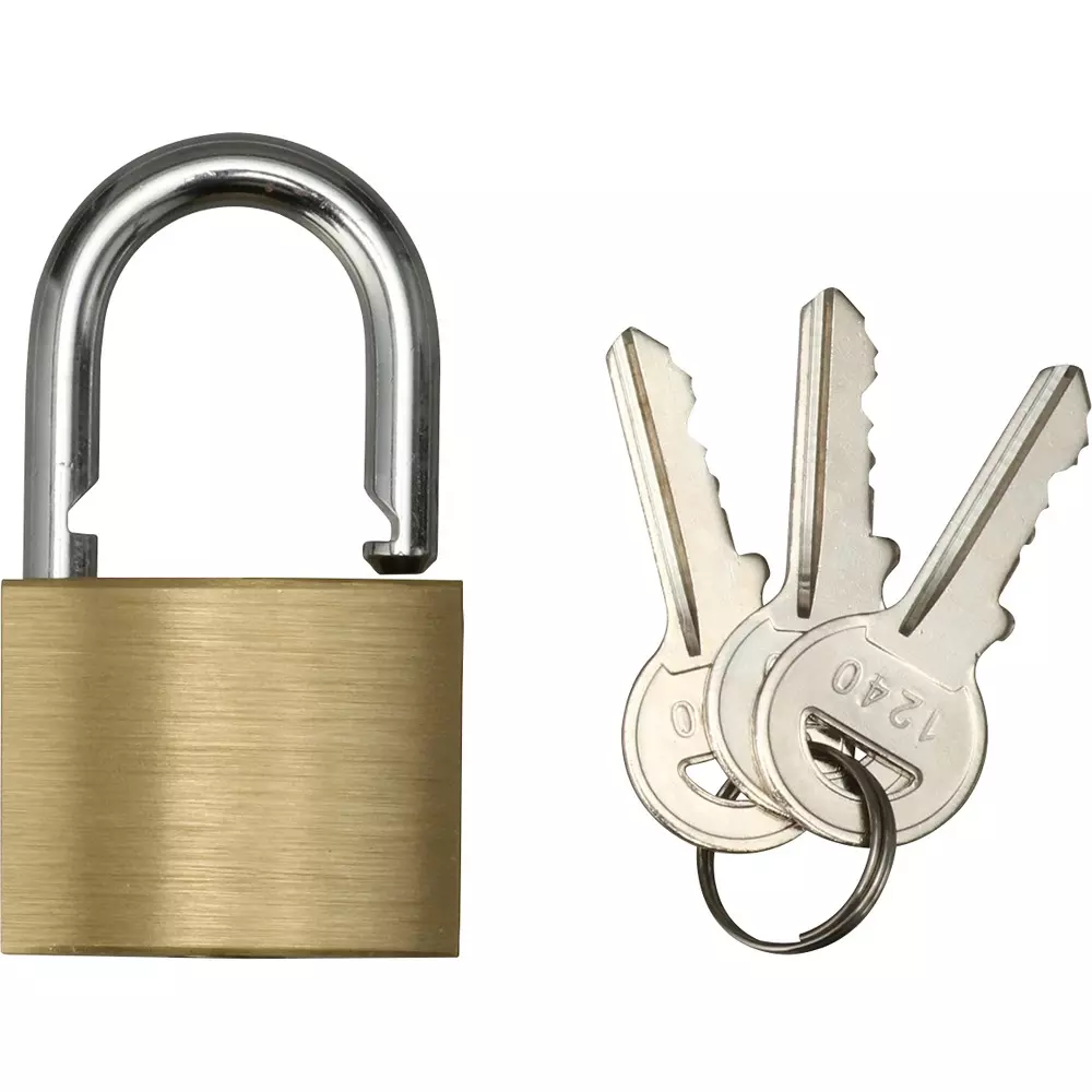 MonotaRO Padlock + Same Key + No1200 Brass 3 keys Hardened iron, NO1240