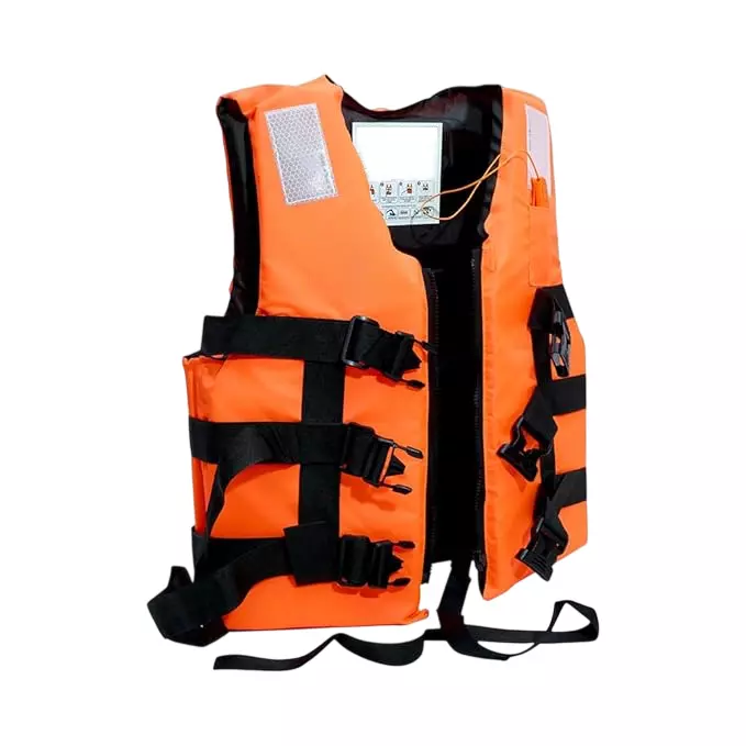 2M ICSS Drifting Safety Life Jacket Premium Flourecent Polyester EPE Foam Zipper Closer Orange for Adult Size XL or Free Size, LJ753-XL OR FREE SIZE -ZIPPER