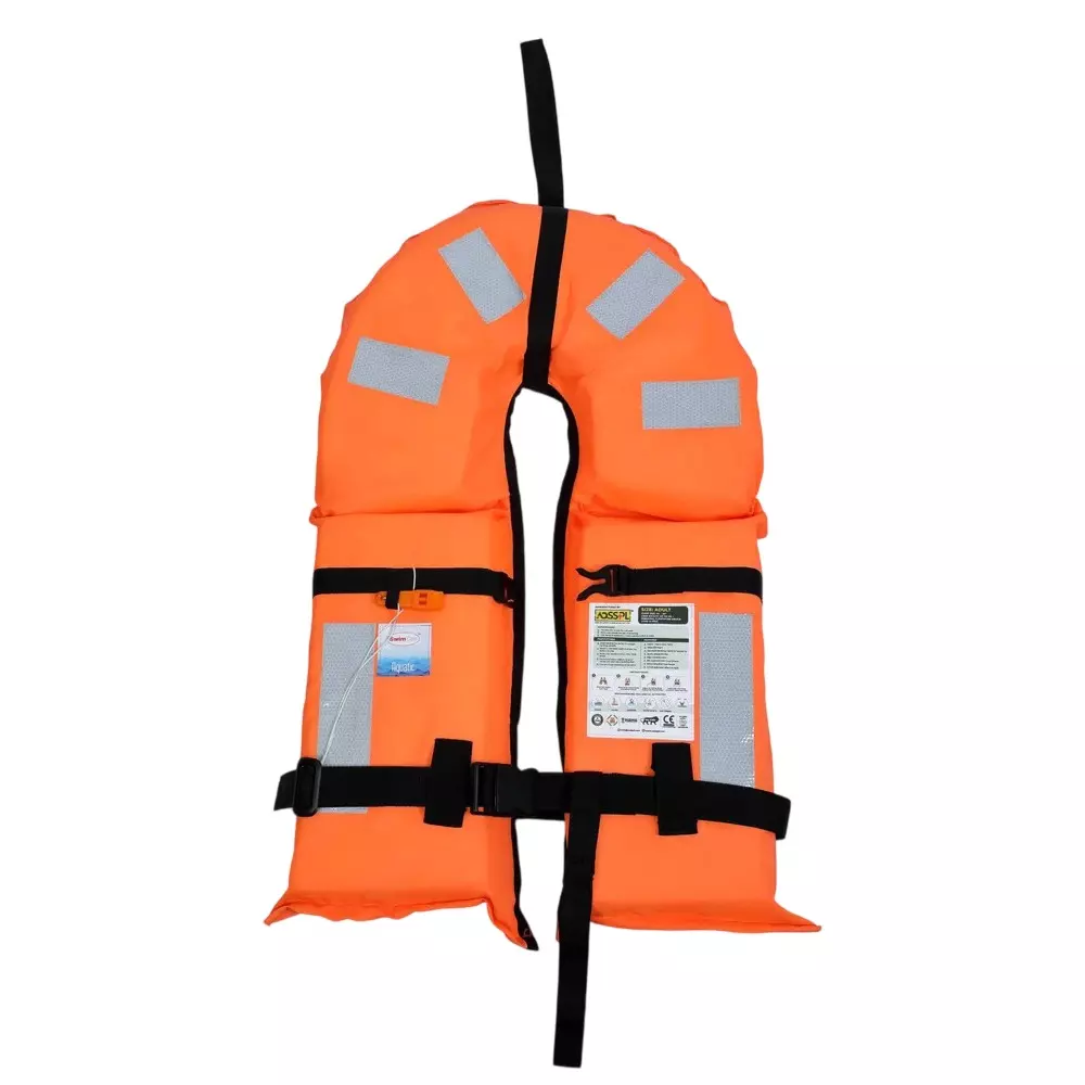 Swimcare Safety Life Jacket III PFD Free Size Orange Reflective Nylon Fabric Upto 140 Kg Load Capacity for Lakes & River Safety, Aquatic