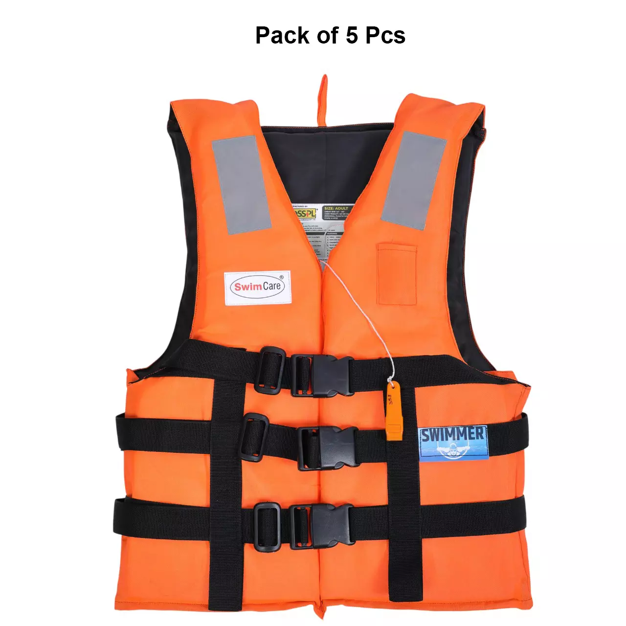 swimcare-safety-life-jacket-iii-pfd-free-size-orange-reflective-nylon-fabric-upto-120-kg-load-capacity-for-lakes-river-safety-swimmer-pack-of-5-pcs