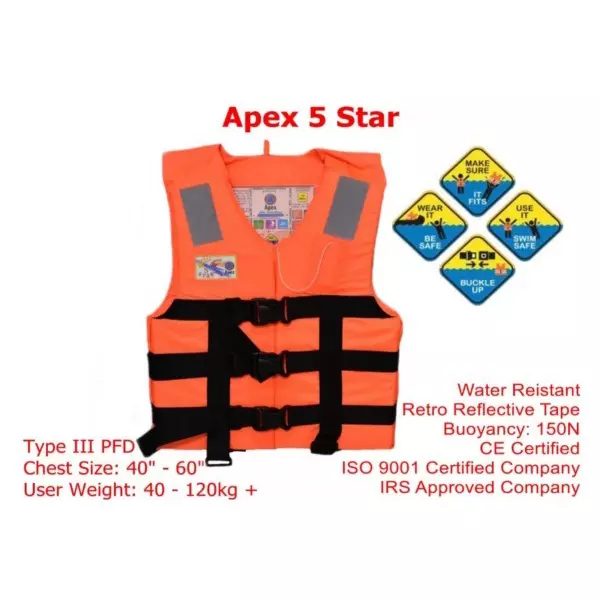 generic-apex-5-star-life-jacket-type-iii-pfd-orange-color-for-40-120-kg-user