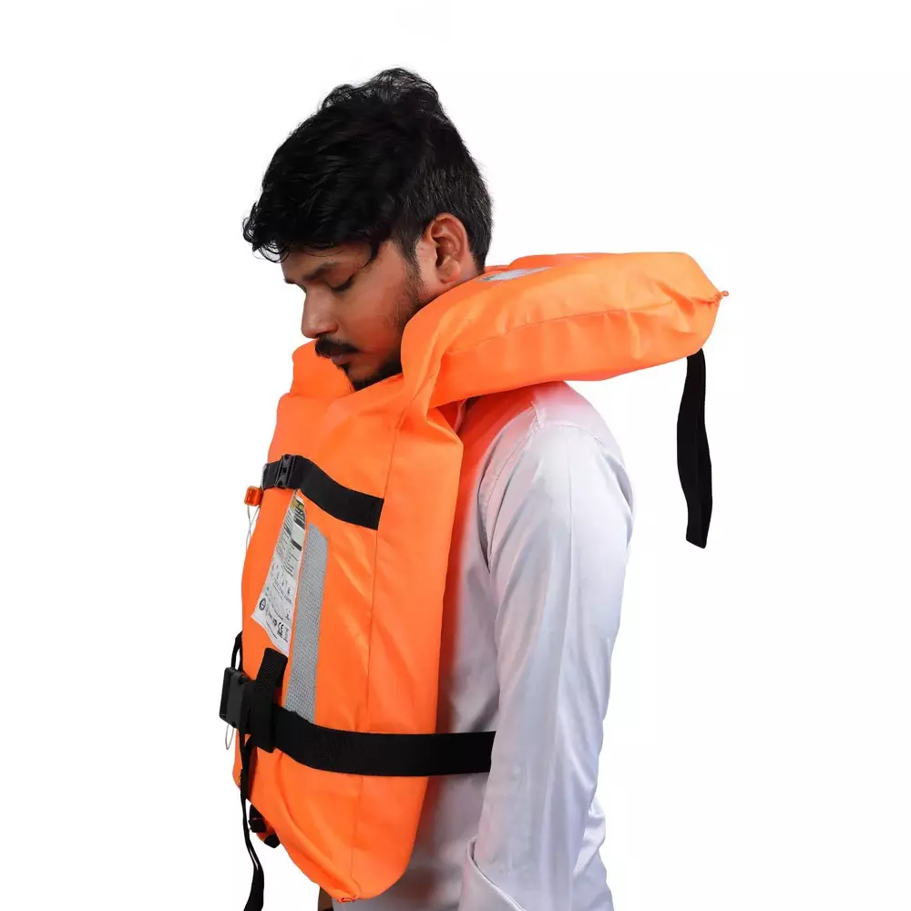 swimcare-safety-life-jacket-iii-pfd-free-size-orange-reflective-nylon-fabric-upto-140-kg-load-capacity-for-lakes-river-safety-aquatic-pack-of-5-pcs