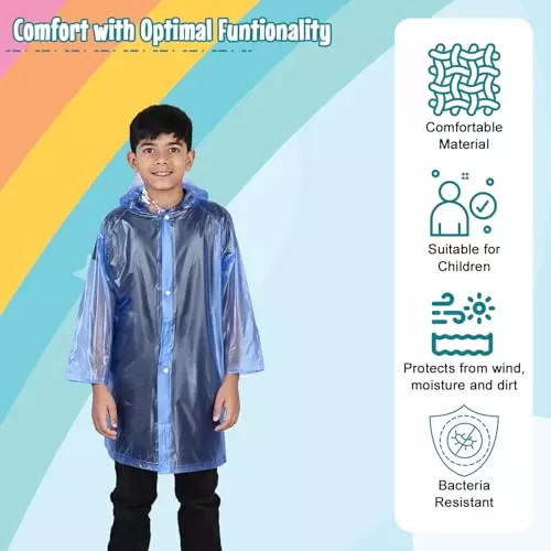 Allextreme Raincoat Blue Color Airplane Print Size 4XL with Hood, School Bag Cover and Carry Pouch for Kids (13-15 Years), HCR-00L