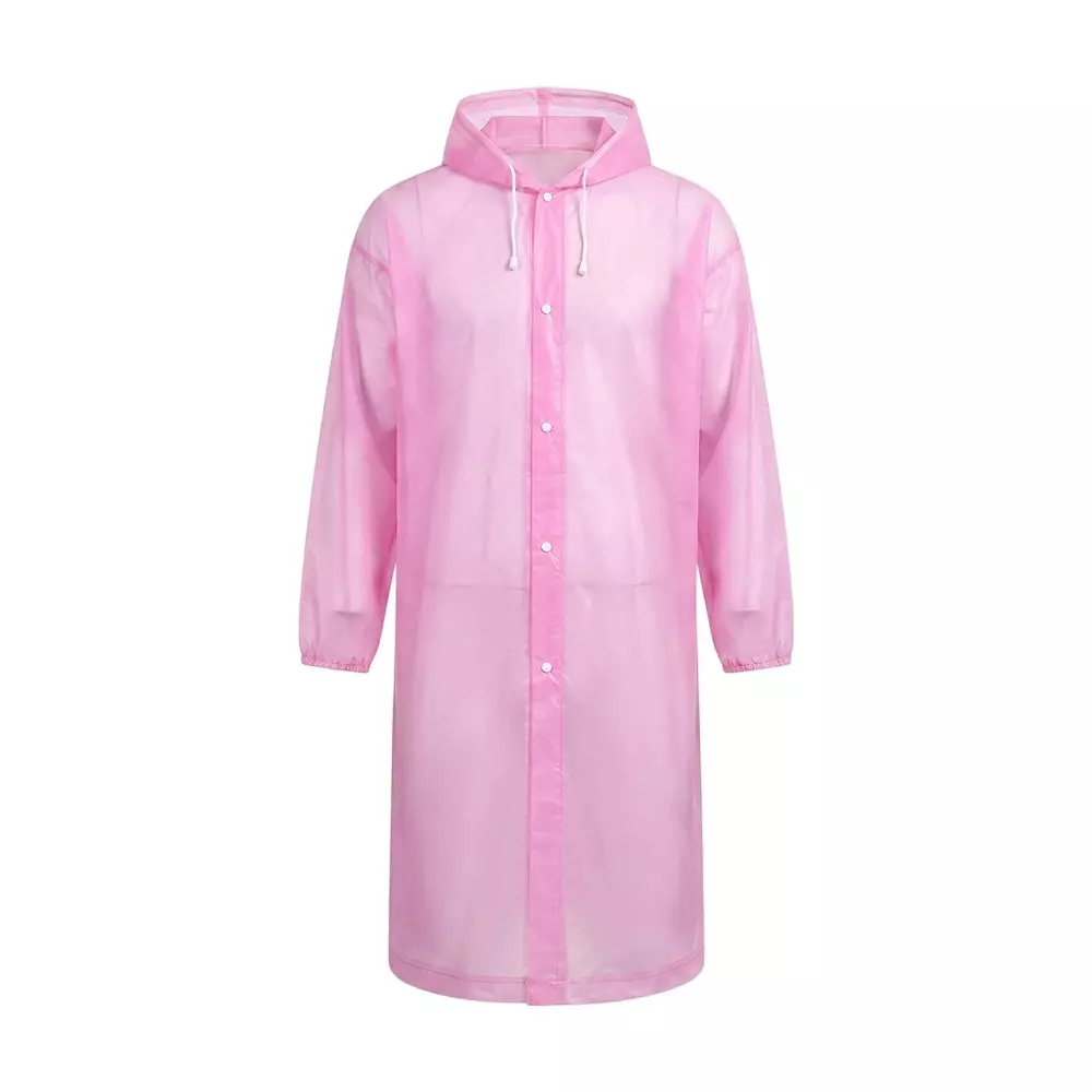 Warnmat Unisex Raincoat Made of Waterproof PVC Plastic Pink Color Free Size and Button Closure