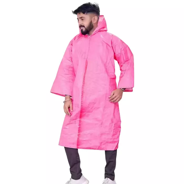 GENERIC PPE Raincoat Velcro Closure Type Pink Free Size (Pack of 6)