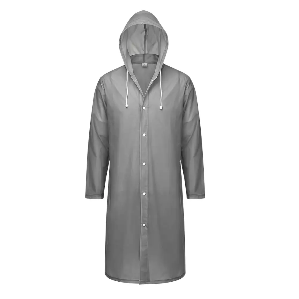 Warnmat Unisex Raincoat Made of Waterproof PVC Plastic Grey Color Free Size and Button Closure