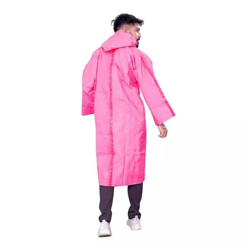 GENERIC PPE Raincoat Velcro Closure Type Pink Free Size (Pack of 100)