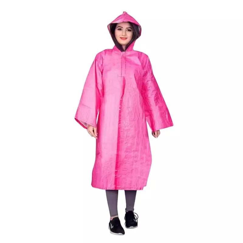 GENERIC PPE Raincoat Velcro Closure Type Pink Free Size (Pack of 100)