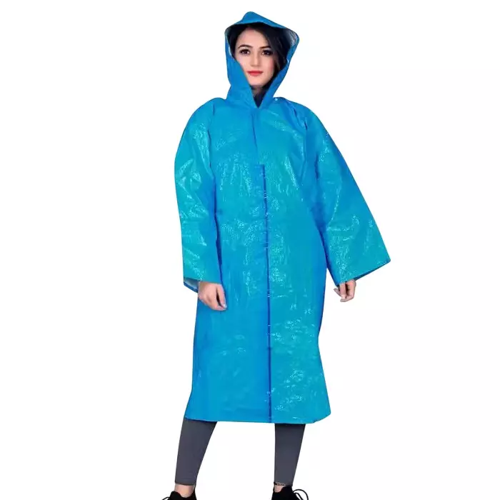 GENERIC PPE Raincoat Velcro Closure Type Blue Free Size (Pack of 10)