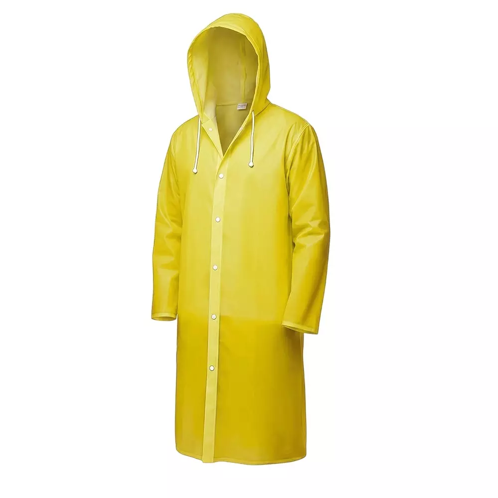 Warnmat Unisex Raincoat Made of Waterproof PVC Plastic Yellow Color Free Size and Button Closure