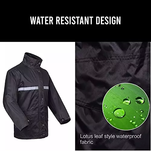 Allextreme Two-Piece Raincoat Black Color Size XXL With Transparent Face Shield, Detachable Hood for Adult Men, EXMK002-03XXL